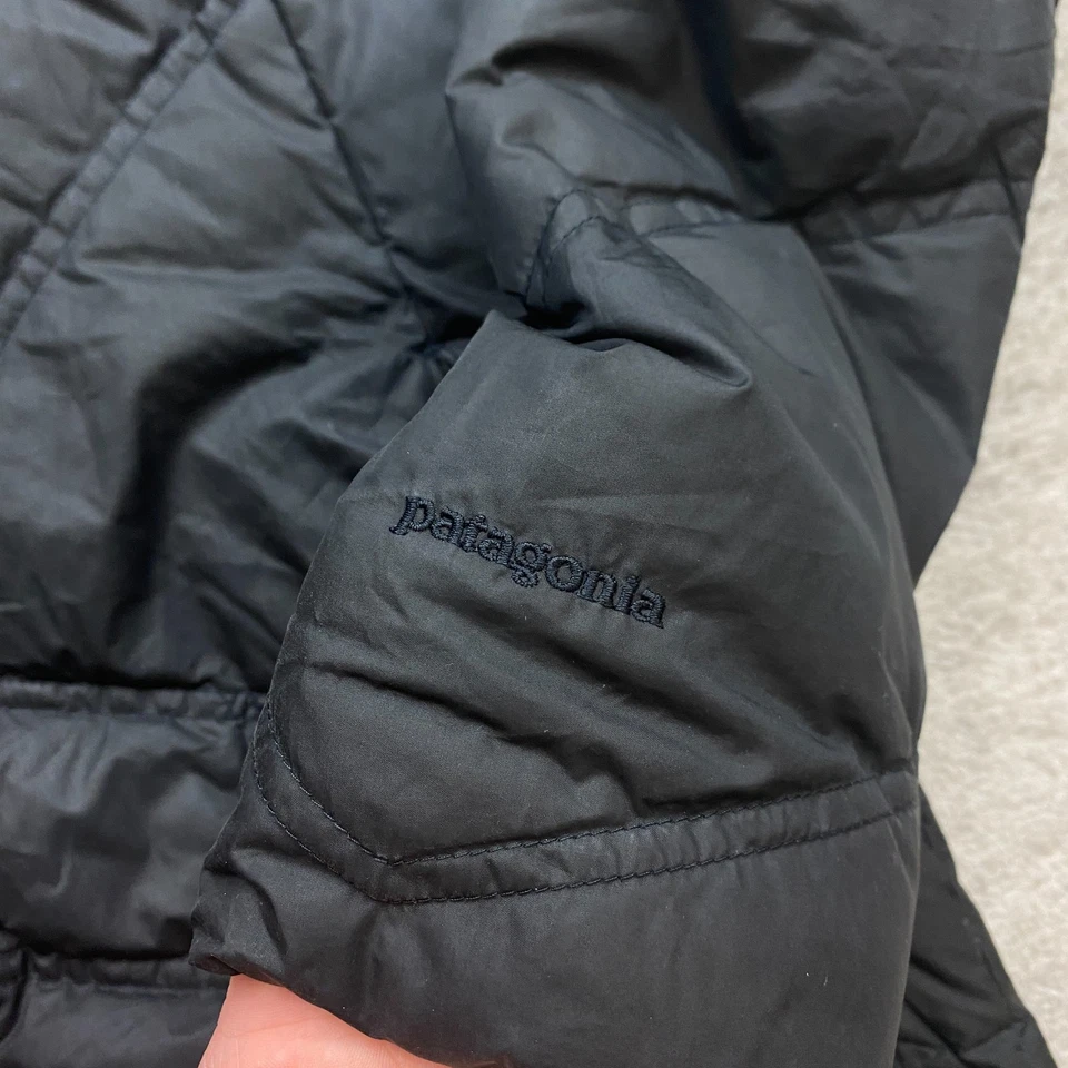 Patagonia вниз с ним парка Куртка Пальто маленький черный выстеганная подготовка с капюшоном женщин - Изображение 3 из 4