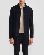 Veste chemise homme en cuir daim noir décontractée sur mesure taille S M L XL...