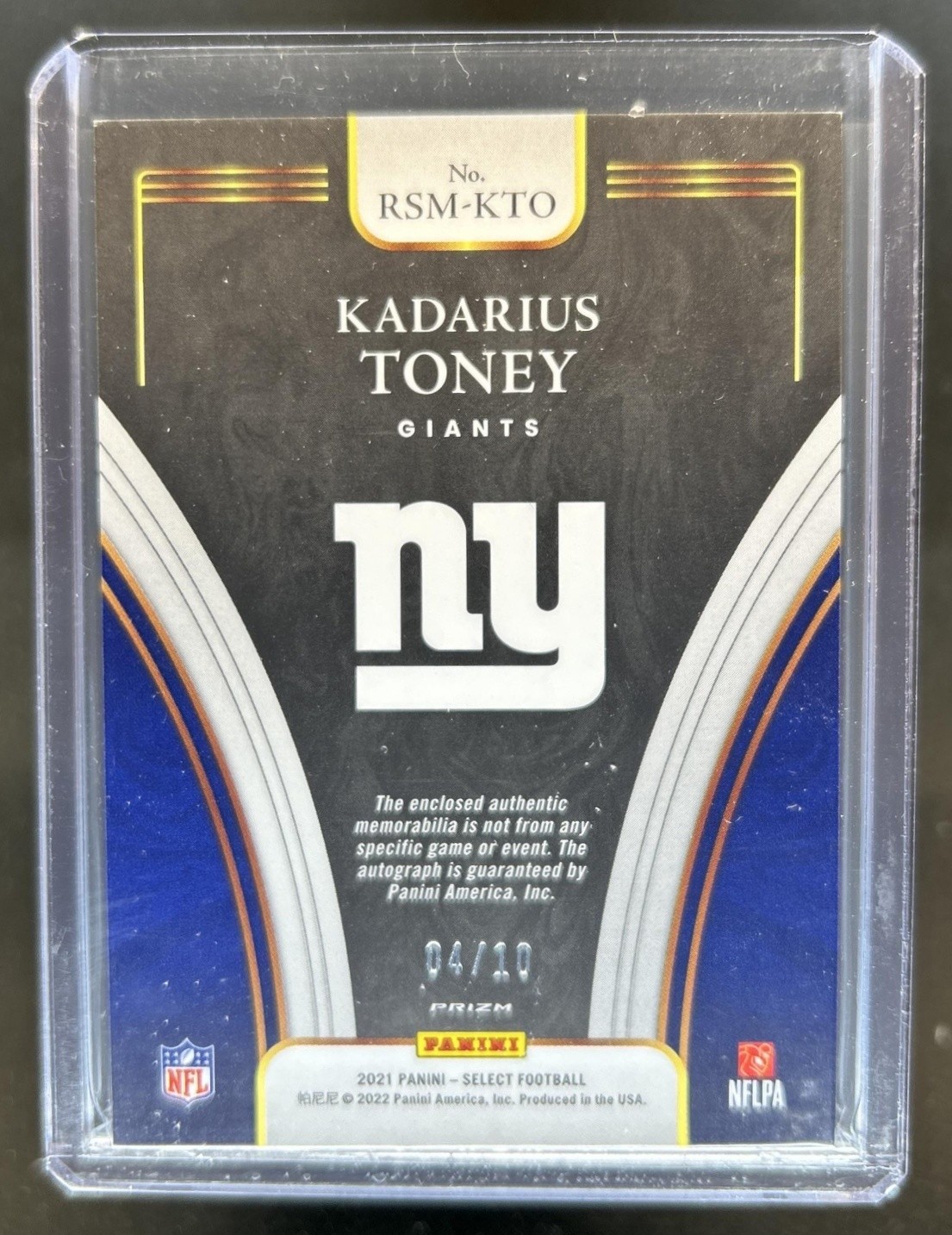 2021 Panini Select Kadarius Toney Rookie Memorabilia Gold Prizm Auto RC #/10 view 2