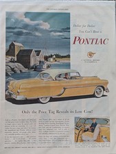 1954 Pontiac Automotive Print Ad Vg Only The Price Tag Reveals Low