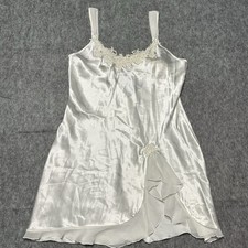 Y2K Linea Donatella White Babydoll Slip Nightie Nightgown Dress Lingerie -Size M