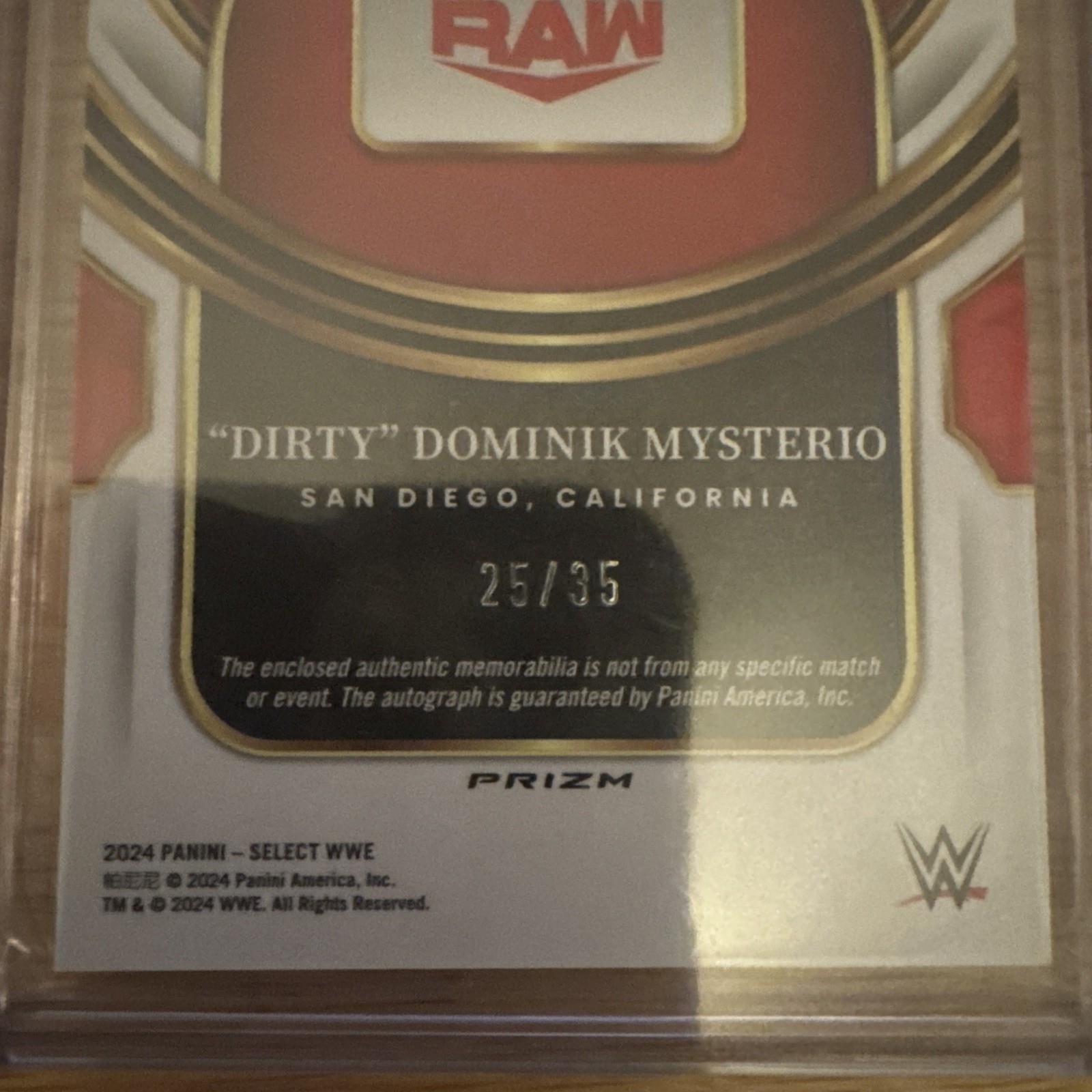 2024 Panini Select WWE  Dirty Dominik Mysterio Dual Auto/Relic 25/35 No.AM-DDM view 7