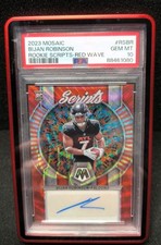 2023 Mosaic Bijan Robinson Scripts Auto Red Wave 7/10 Jersey& Color Match PSA 10