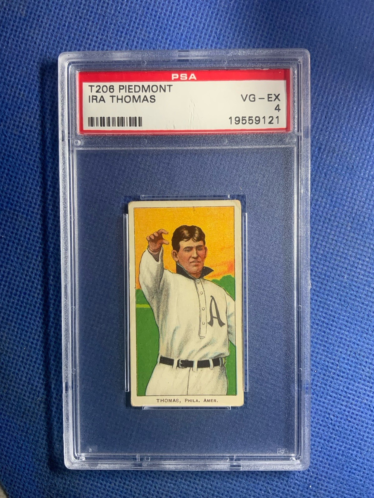 1909-11 T206 Piedmont 350 Factory 25 IRA Thomas Batting Phila PSA 4