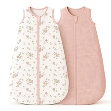 Muslin Baby Sleep Sack 6-12 Months 0.8 TOG, 2 Pack 100 Medium Blossom, Pink