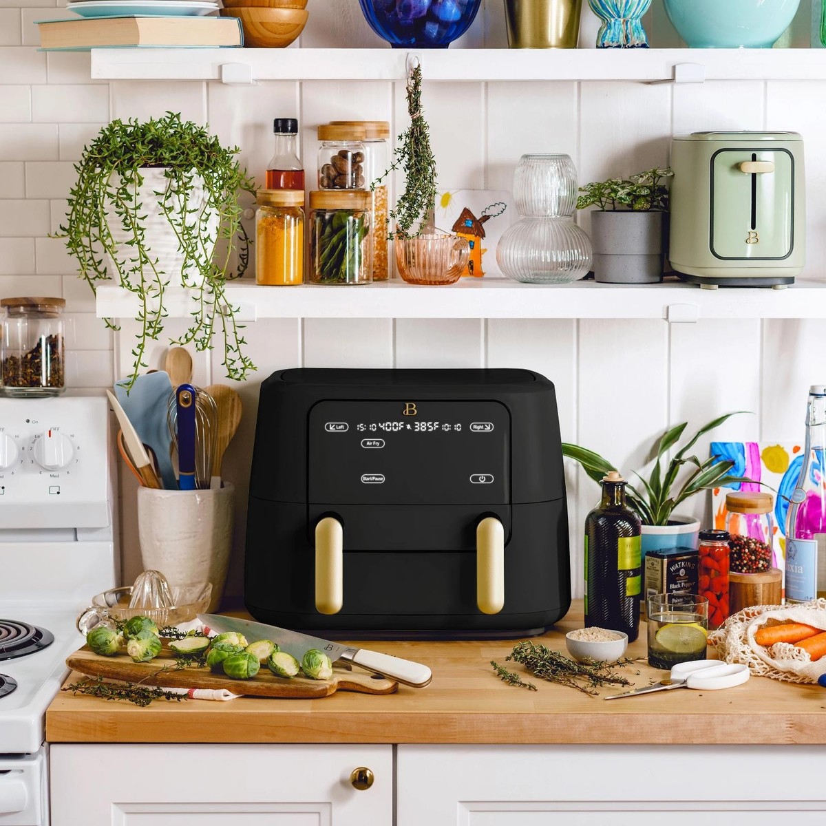 Beautiful Large 9 Qt Air Fryer Tri-Zone Sync Dual Basket Nonstick