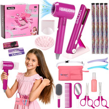 Hair Salon Toys for Girls 3-7, 19 Pcs Toddler Kids Beauty Salon Playset Pretend