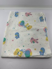 Vintage Riegel Baby Flannel Receiving Blanket Bear Balloons Bunnies 24.5 x 27.5