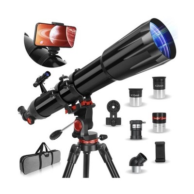 HETEKAN 90mm 900mm Refractor Telescope 36x-450x w/ Tripod Phone Adapter