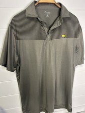 Masters Tech Polo Shirt Gray with Horizontal Stripes on Chest Men's Medium