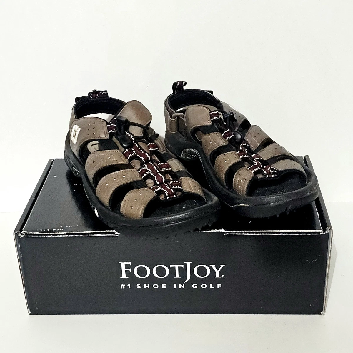 Footjoy Golf Sandals Leather Open Toe Soft Spike Golf Shoes Size 10 FootJoy Brown Sandal Golf Shoes for Men for sale | eBay main image 2