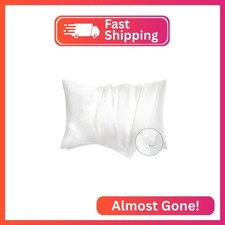 Bedsure Satin Pillowcase with Zipper, Similar to Silk Pillow Cases 2 Pack, White