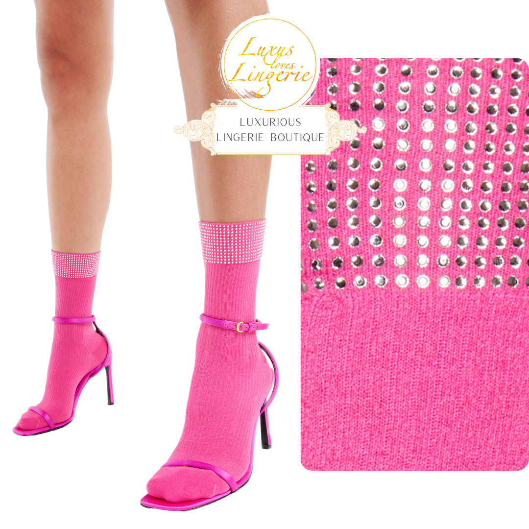 Crystal Socks by Wolford 40 41 Dragon Fruit Pink Glittering Socks