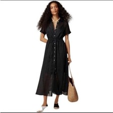 J Crew Cerise shirt-dress in ramie Size 12 Black Shirtdress