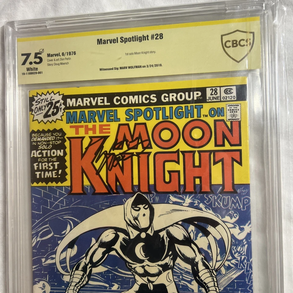 CBCS 7.5 Marvel Spotlight #28 1st Solo Moon Knight Signed Wolfman (not CGC) - Image 2 of 4