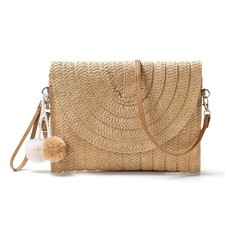 Straw Clutch Purse for Women Summer Beach Straw Handbag Vacation Woven Envelo...