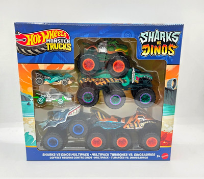Mattel Hot Wheels Monster Trucks Sharks vs. Dinos Multipack BRAND NEW