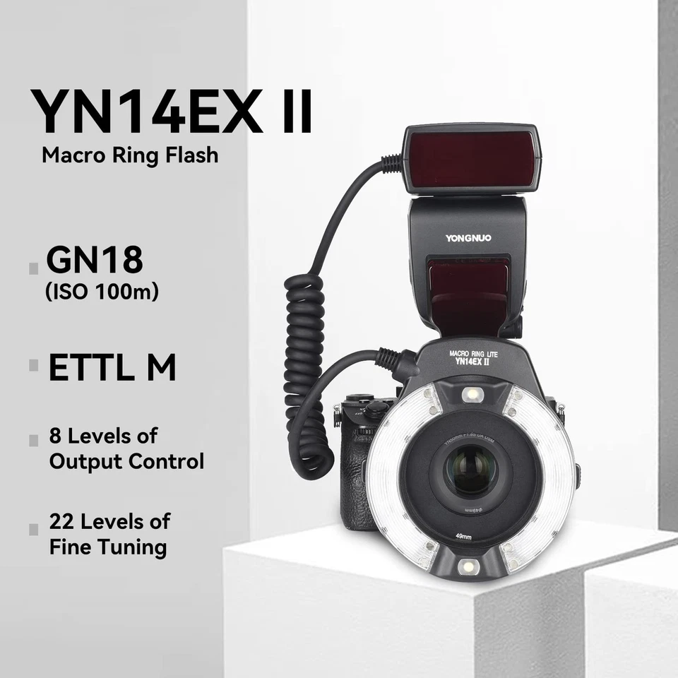 YN14EX II Macro Ring Flash for Canon DSLR Cameras, with Adapter Rings and Col... - Image 2 of 4