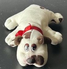Vintage 1987 Tonka Pound Puppies White with brown Spots Plush Red Collar 8