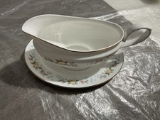 Mayfair Fine Bone China Gravy Boat & Plate Staffordshire England Vintage