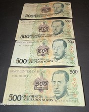 1990 Brazil 500 OVERPRINT Cruzeiros on 500 Cruzados Novos Banknote PetetheGreek 