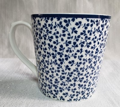LAURA ASHLEY Blue & White Coffee Cup Floris, 9 oz.