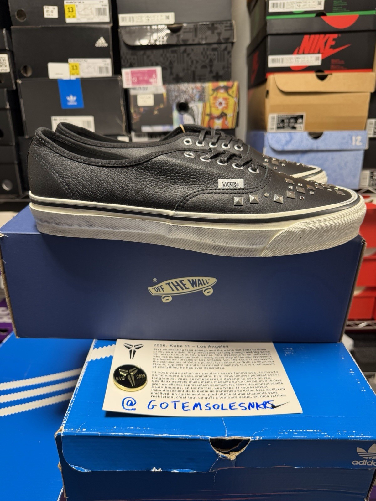Vans lx authentic 44 combat black leather stud jewel 2026 men size 13 field pack