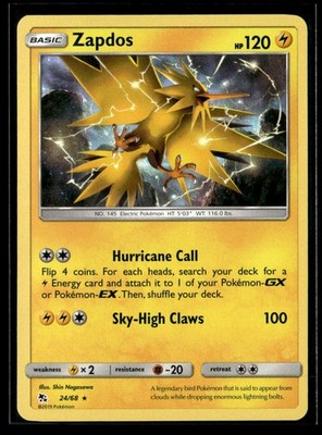 Zapdos 24/68 Holo Hidden Fates NM EN-845