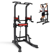 VEVOR Pull Up Bar 330 LBS Dip Station with H-Shaped Base & Assistance Platform