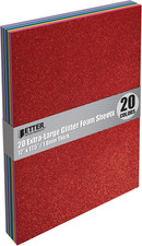 20 Pack Extra Large Glitter Foam Sheets, 12 X 17.5 Inch, Assorted 20 Colors, for