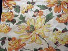Vtg Feedsack Flour Sack Fabric 40s Large Orange & Yellow Flowers Remnant Quilt — photo 1