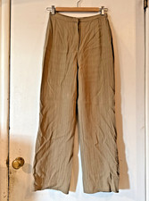 Vtg Emporio Armani Herringbone Trousers Lined Pants Beige Italy Women's 24 W