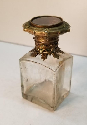 1880s Antique French Grand Tour Souvenir Perfume /Scent Bottle Glass & Bronze