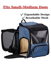 Pet Carrier Backpack Expandable Cat Dog Backpack Breathable Mesh Up to 26lbs