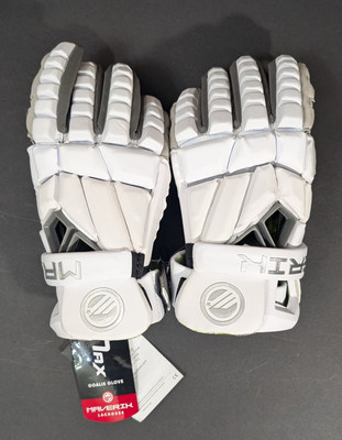 Maverik M6 Lacrosse Gloves 13'' (Large) White 3003382 - Brand New With Tags