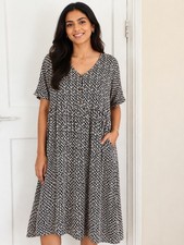 Principles Debenhams Size 18 Geometric Print Smock Swing Dress V Neck  Jersey