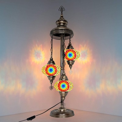 Bohemian 3 Globe Mosaik-Stehleuchte Türkisch-marokkanisches Art-Déco-Lichtdesign