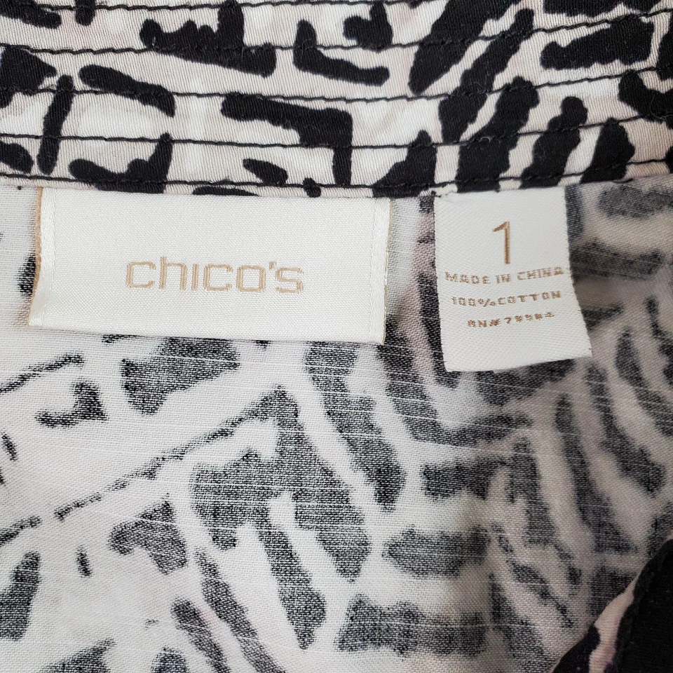 Chicos Chaqueta Ligera Mujer 1 Med Negro Blanco Caqui Abstracto Estampado Animal Foto 3 de 4