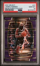 2021 PANINI SELECT NEON PURPLE PULSAR #47 JAMES HARDEN 1/5 PSA 10