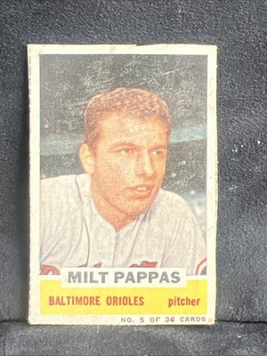 1960 Bazooka Baseball Card Milt Pappas #5 Hand-Cut VG