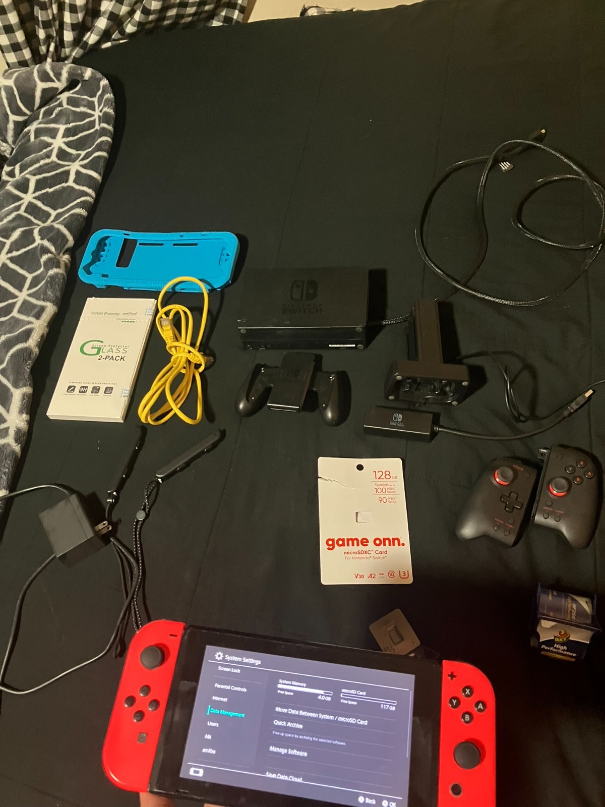 Nintendo Switch Handheld Console Bundle - Neon Red W/ All Accessories Shown!