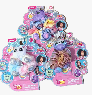 3 Scrunchmiez Fuzzle Llama Mozzie Sloth Lulu Puppy Hair Scrunchy