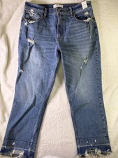 NEW Abercrombie  Fitch Women  s Jeans High Rise Medium Wash Blue Distressed 32