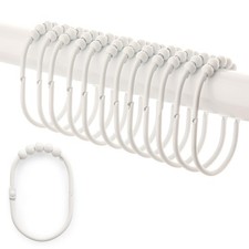 2LB Depot Wide Shower Curtain Rings/Hooks Set, Decorative Polished Chrome Fin...