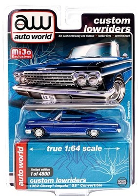 1962 Chevrolet Impala SS Convertible Lowrider Blue *RR* Auto World MiJo 1:64