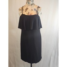 J. Crew Women's Black Tiered Spaghetti Strap Dress Sz 4 Back Zip Cocktail Party