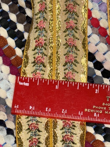 Vintage 70's 20” Embroidered "Quik Braid Zipper & 2 Yds Matching Trim Retro 2446 - Picture 4 of 6
