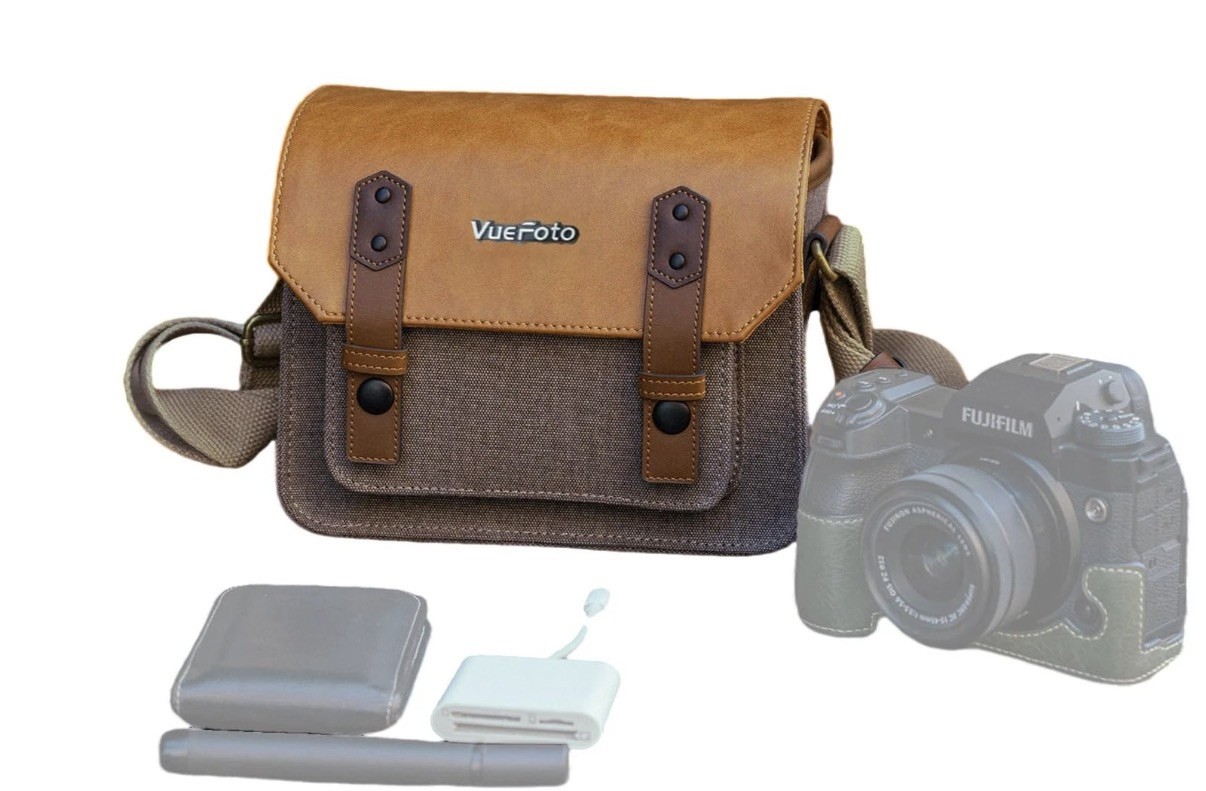 Camera Messenger Bag,Vintage Leather Flip-top Waterproof Cam