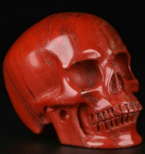 2.5" Red Jasper Carved Crystal Skull, Realistic, Crystal Healing