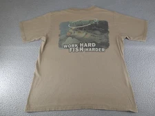 Vintage Mossy Oak Fishing Shirt Mens Large Beige Work Hard Fish Harder Jerzees